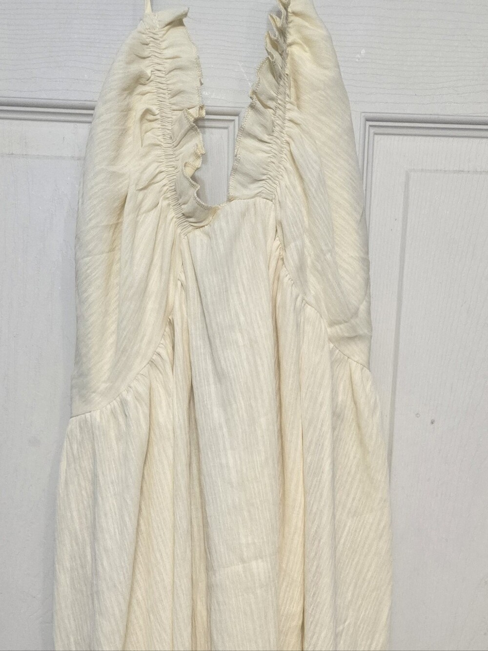 Shein Creamy Yellow Ruffled Halter Maxi Dress